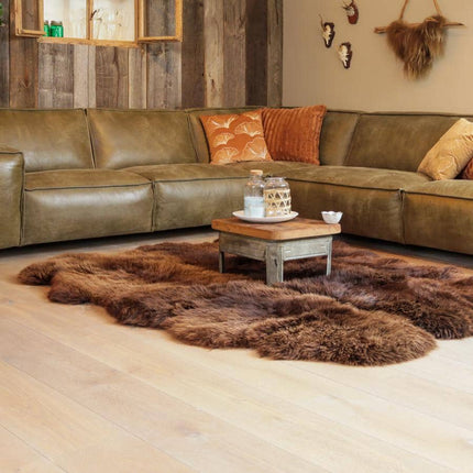 Bruin vloerkleed van Texel schapenvacht - Extra groot