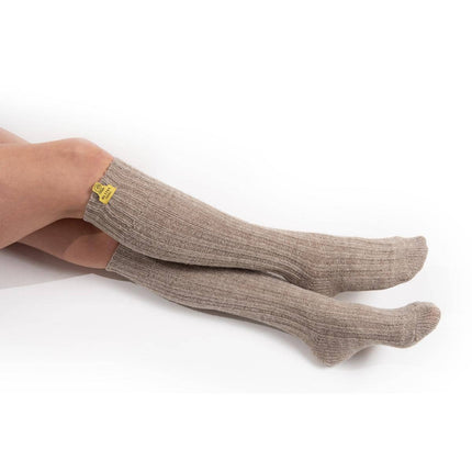 Extra lange wollen sokken - Beige dames sokken wol