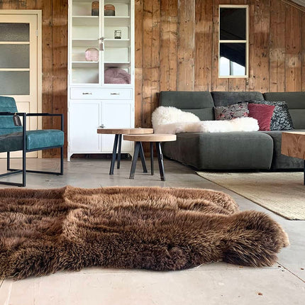 Schapenvacht vloerkleed bruin