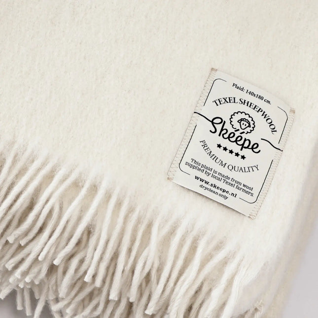 Witte wollen plaid Texel Skeepe