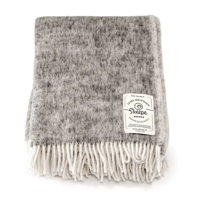 Grijze wollen plaid Texel