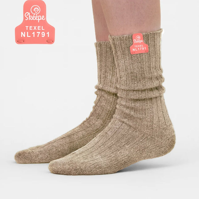 Beige wollen sokken - pink label