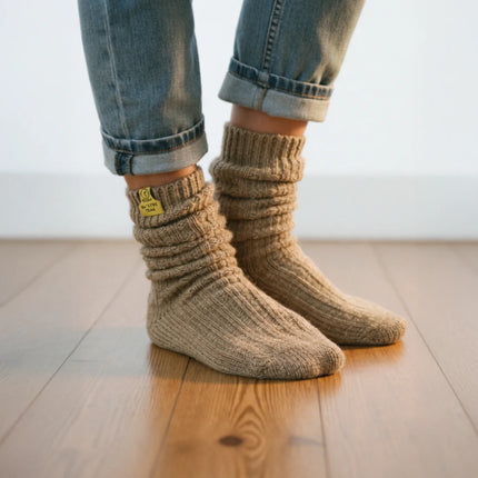 Beige wollen sokken heren