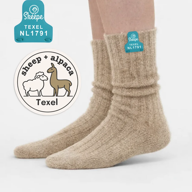 Beige sokken wol en alpaca