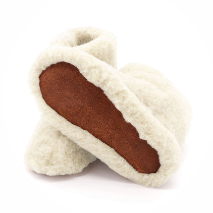 Wollen sloffen met suede zool