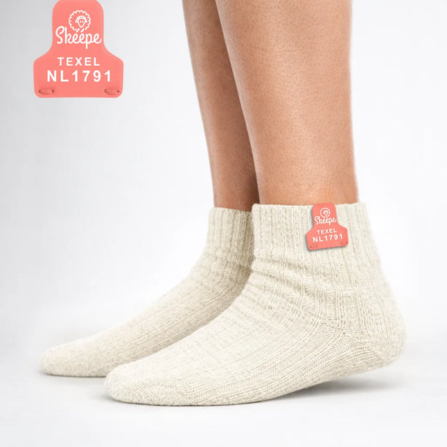 Korte wollen sokken wit - enkelsokken dames