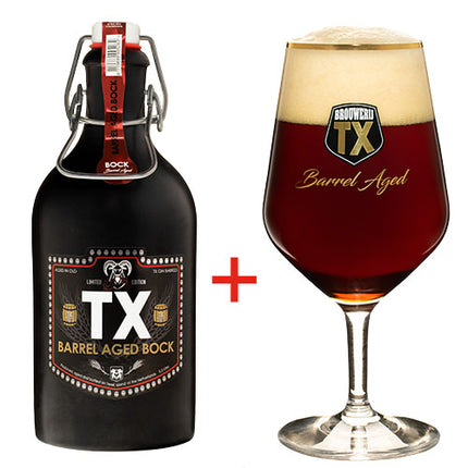 texel tx barrel aged bockbier mit glas
