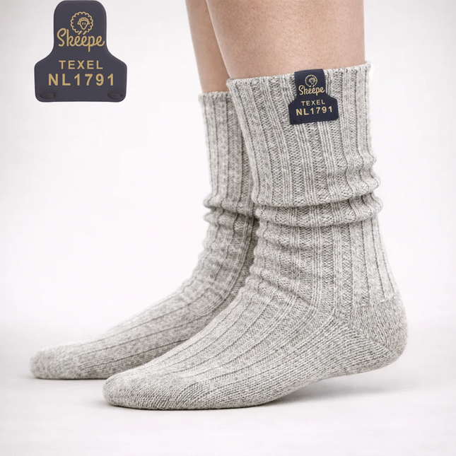 Licht grijze wollen sokken - Heren