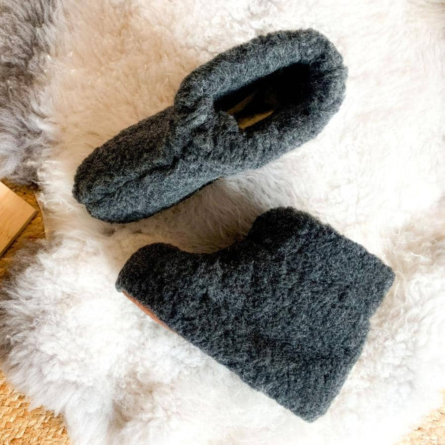 Warme wollen pantoffels - Zwart