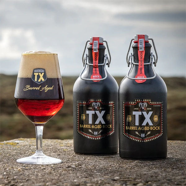 texel tx barrel aged bockbier mit glas