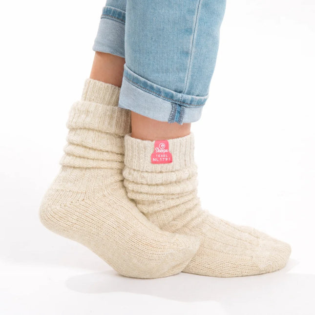 Witte wollen sokken dames