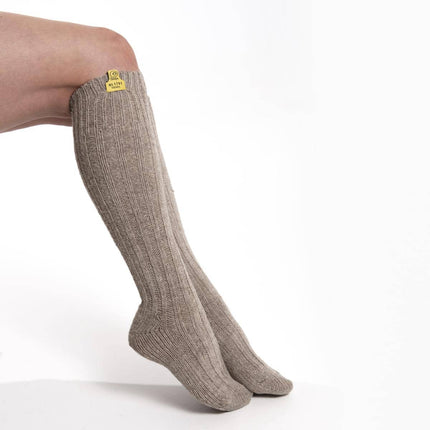 kniekousen - lange wollen sokken dames - beige